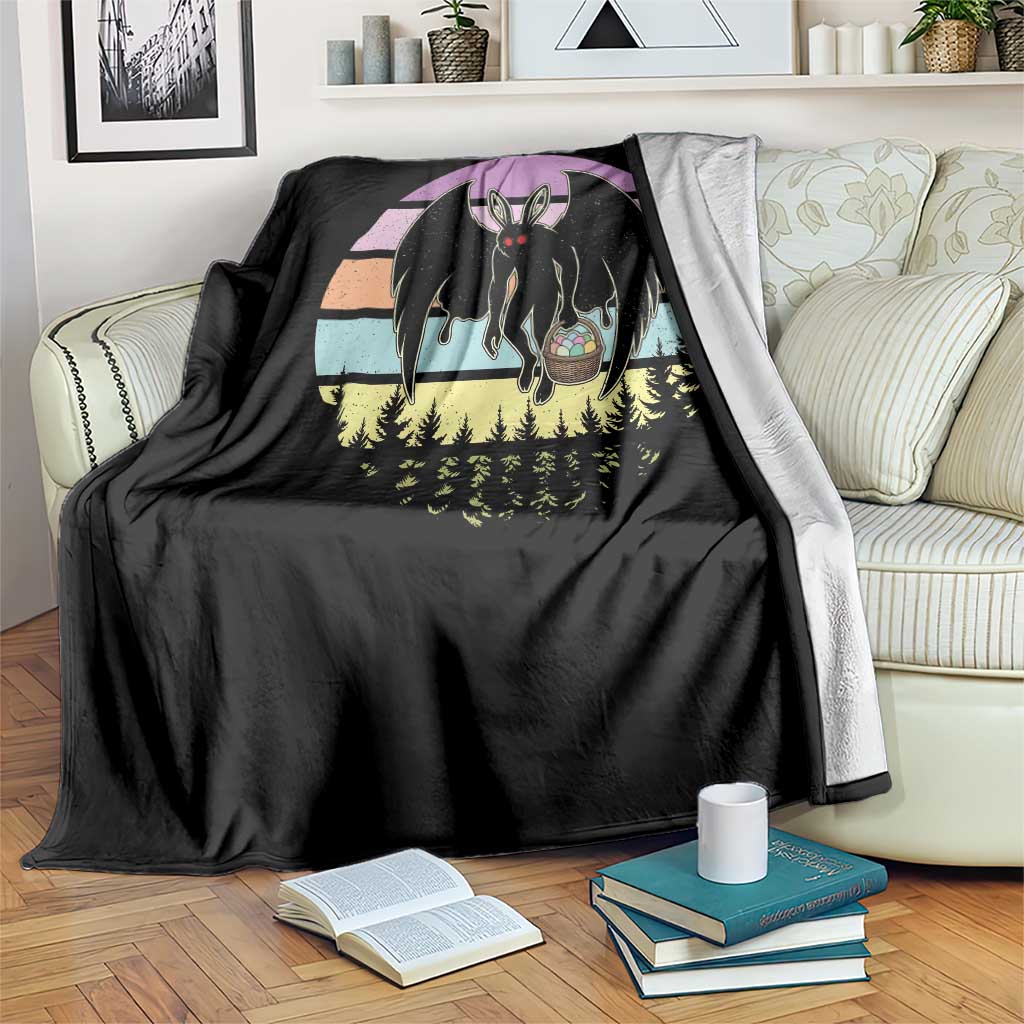 Retro Sunset Mothman Easter Egg Hunt Throw Blanket Cryptid Lover Gift