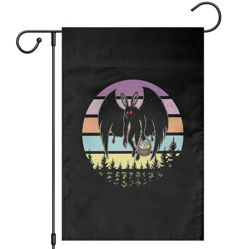 Retro Sunset Mothman Easter Egg Hunt Garden Flag Cryptid Lover Gift