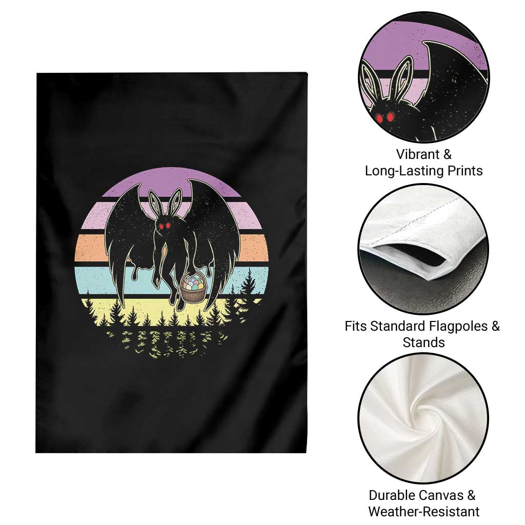 Retro Sunset Mothman Easter Egg Hunt Garden Flag Cryptid Lover Gift