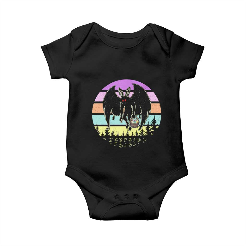 Retro Sunset Mothman Easter Egg Hunt Baby Onesie Cryptid Lover Gift