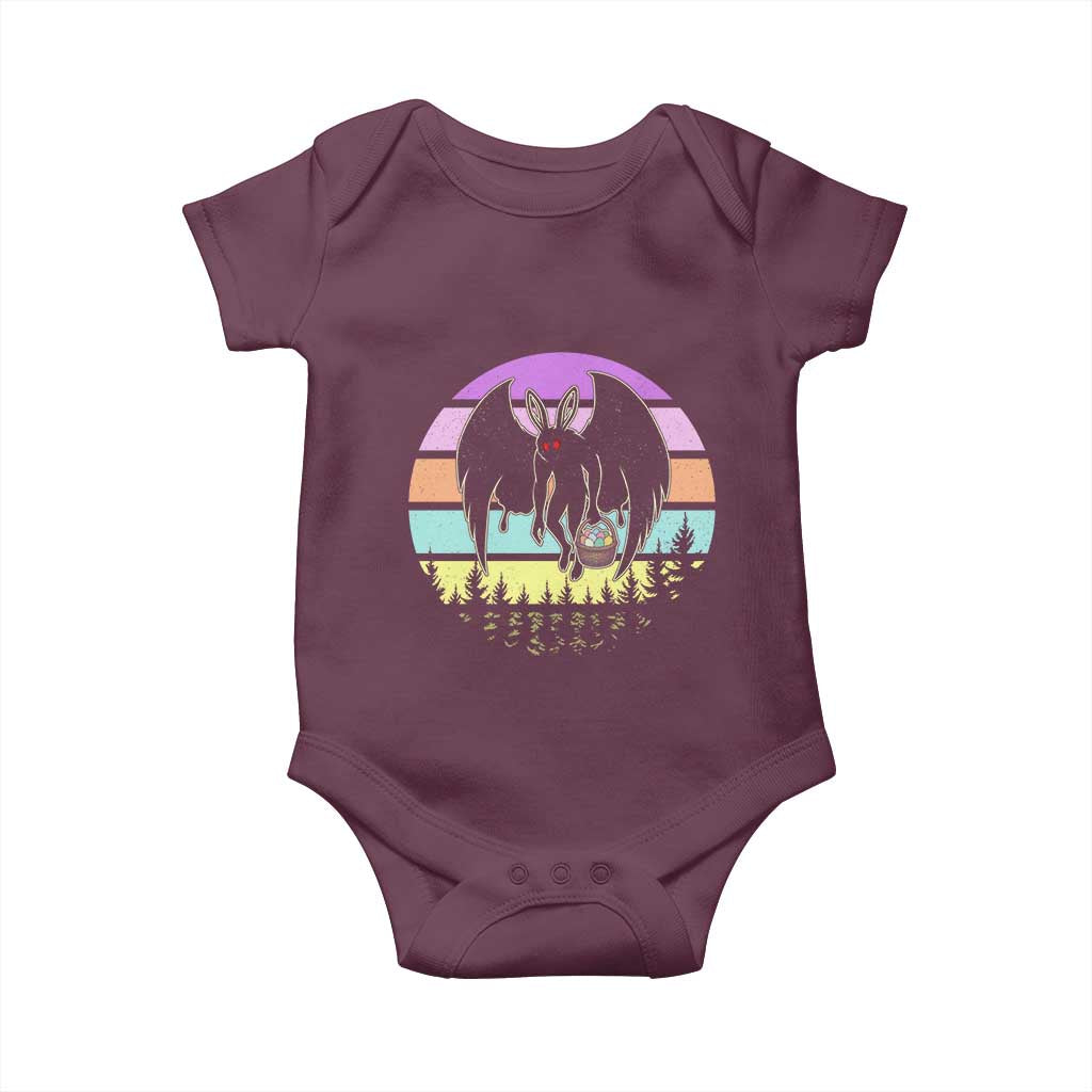 Retro Sunset Mothman Easter Egg Hunt Baby Onesie Cryptid Lover Gift