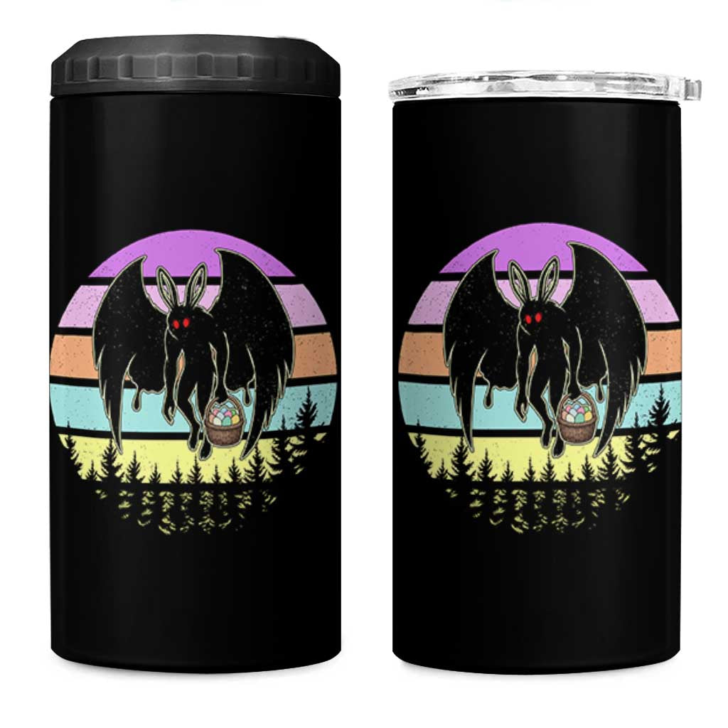 Retro Sunset Mothman Easter Egg Hunt 4 in 1 Can Cooler Tumbler Cryptid Lover Gift
