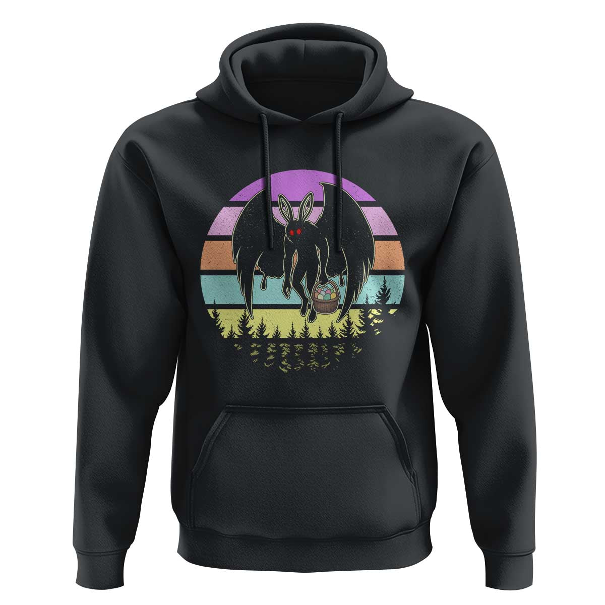 Retro Sunset Mothman Easter Egg Hunt Hoodie Cryptid Lover Gift