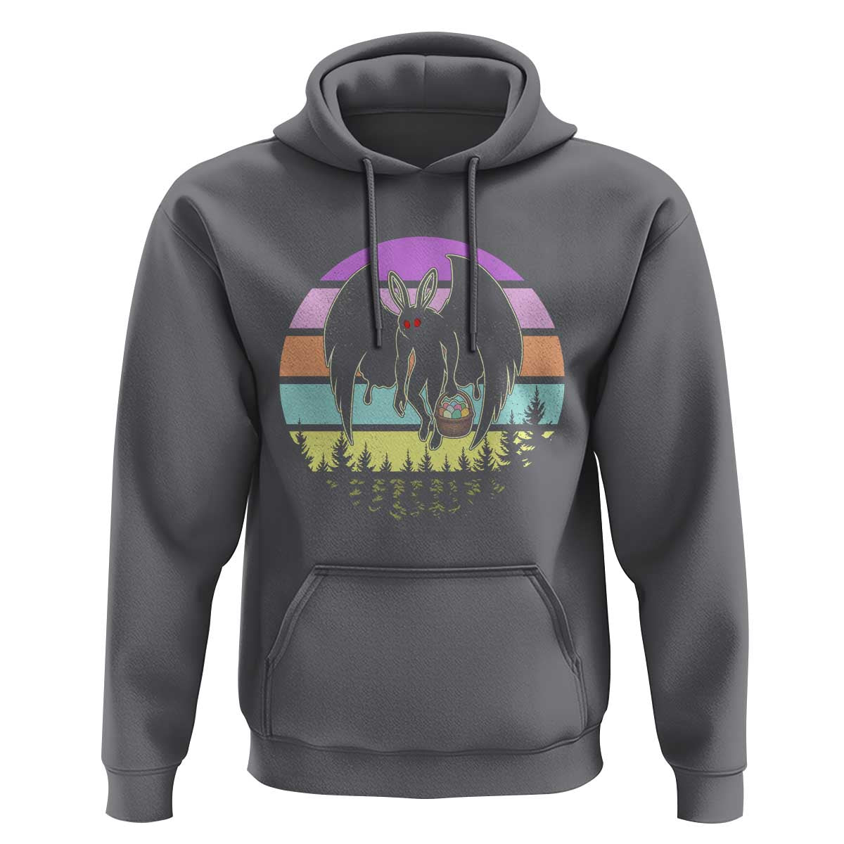 Retro Sunset Mothman Easter Egg Hunt Hoodie Cryptid Lover Gift