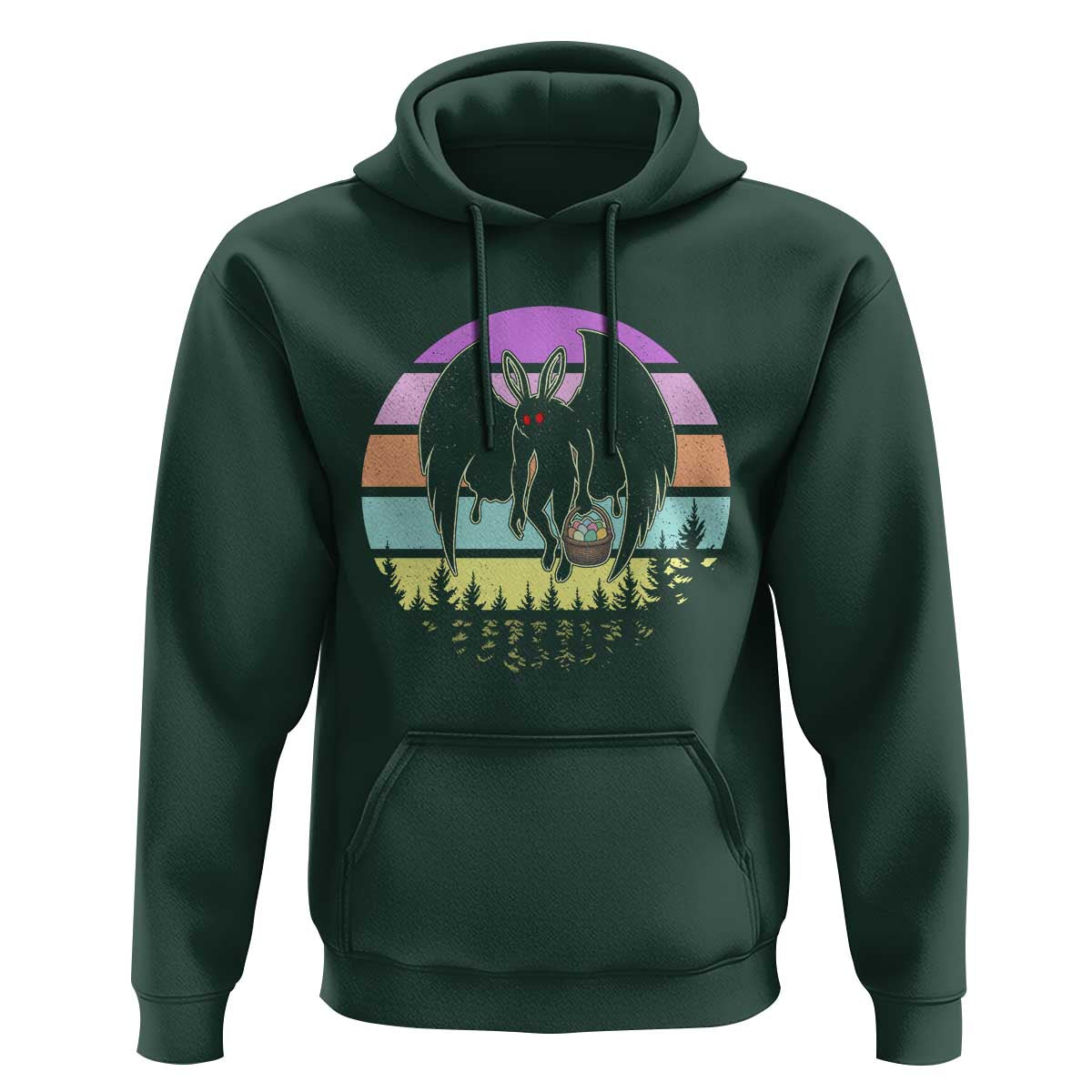 Retro Sunset Mothman Easter Egg Hunt Hoodie Cryptid Lover Gift