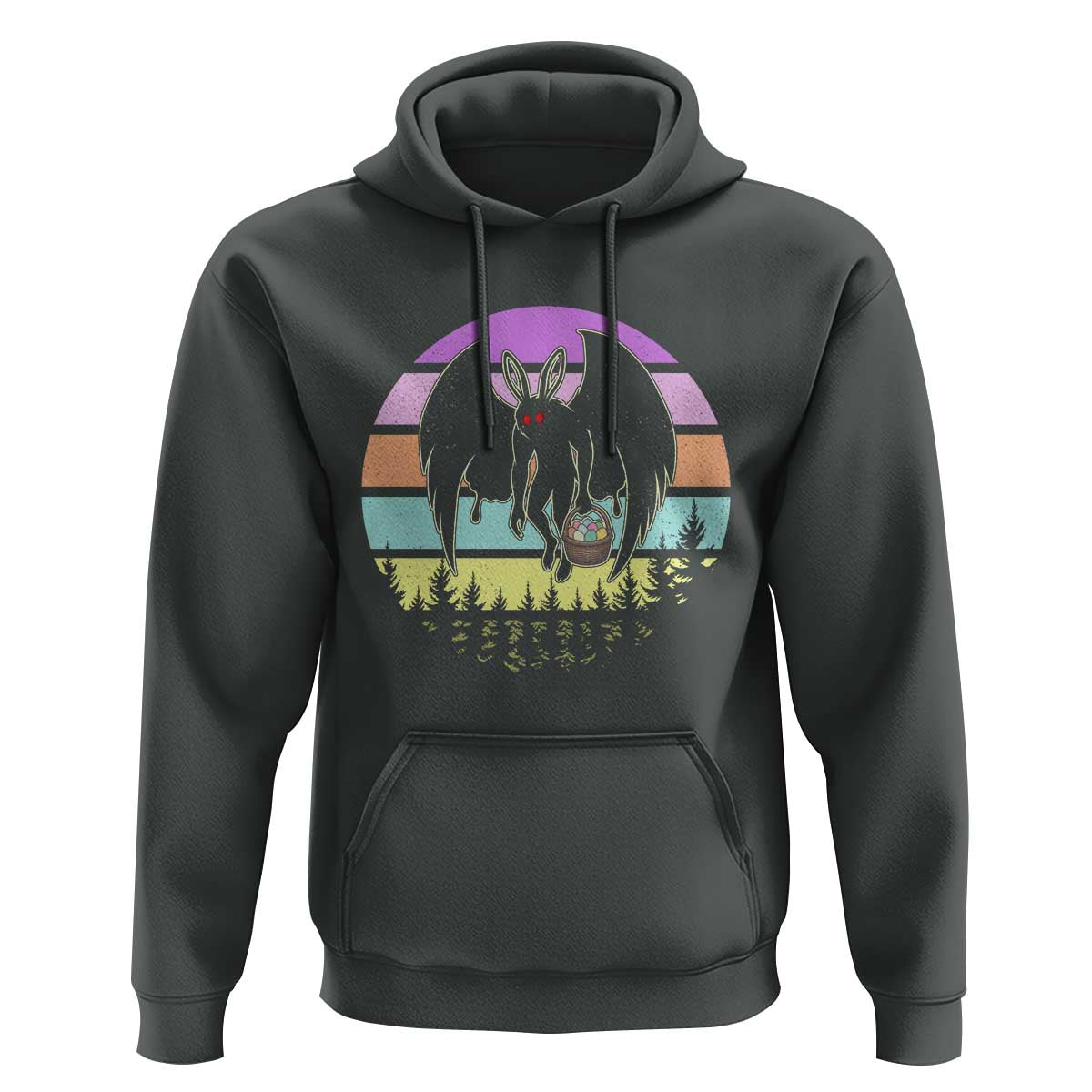 Retro Sunset Mothman Easter Egg Hunt Hoodie Cryptid Lover Gift
