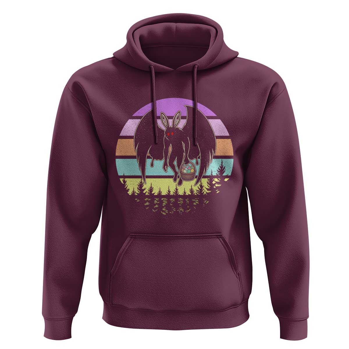 Retro Sunset Mothman Easter Egg Hunt Hoodie Cryptid Lover Gift