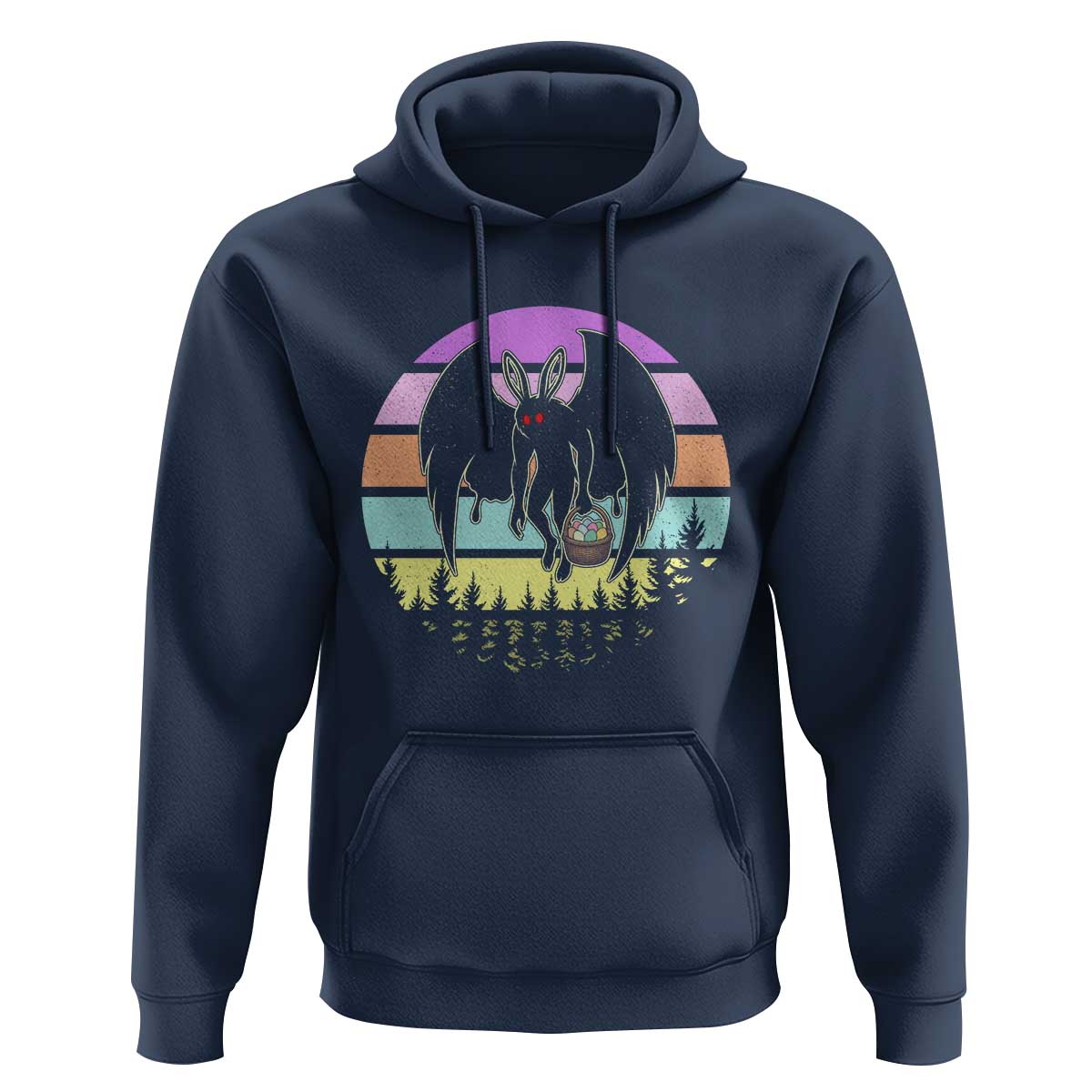 Retro Sunset Mothman Easter Egg Hunt Hoodie Cryptid Lover Gift