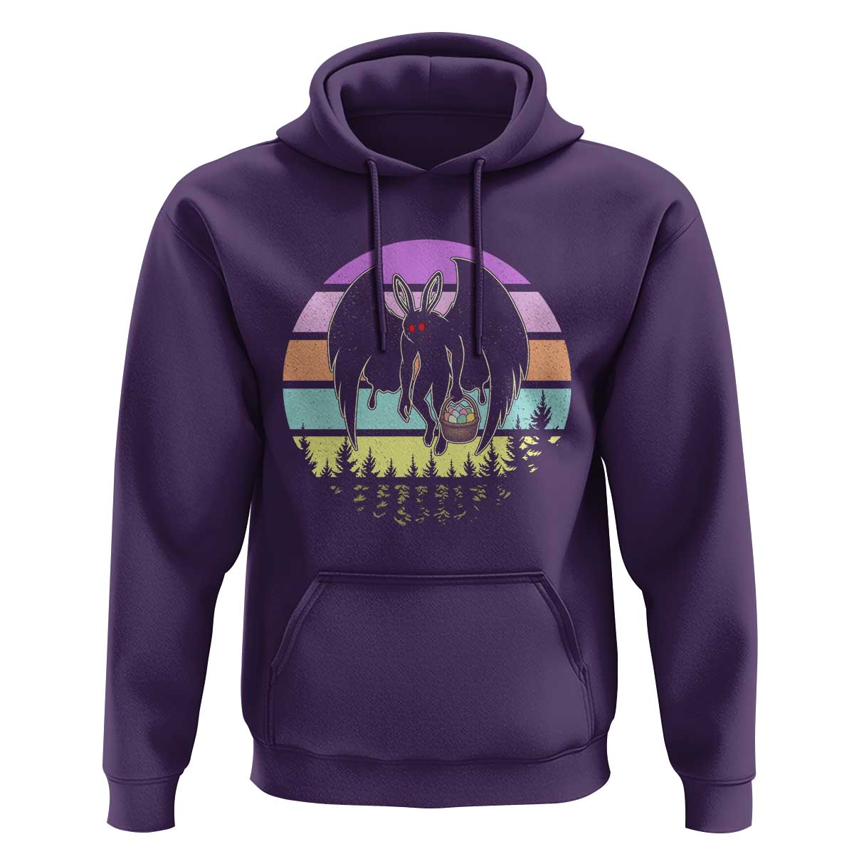 Retro Sunset Mothman Easter Egg Hunt Hoodie Cryptid Lover Gift