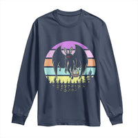 Retro Sunset Mothman Easter Egg Hunt Long Sleeve Shirt Cryptid Lover Gift