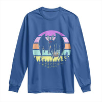 Retro Sunset Mothman Easter Egg Hunt Long Sleeve Shirt Cryptid Lover Gift