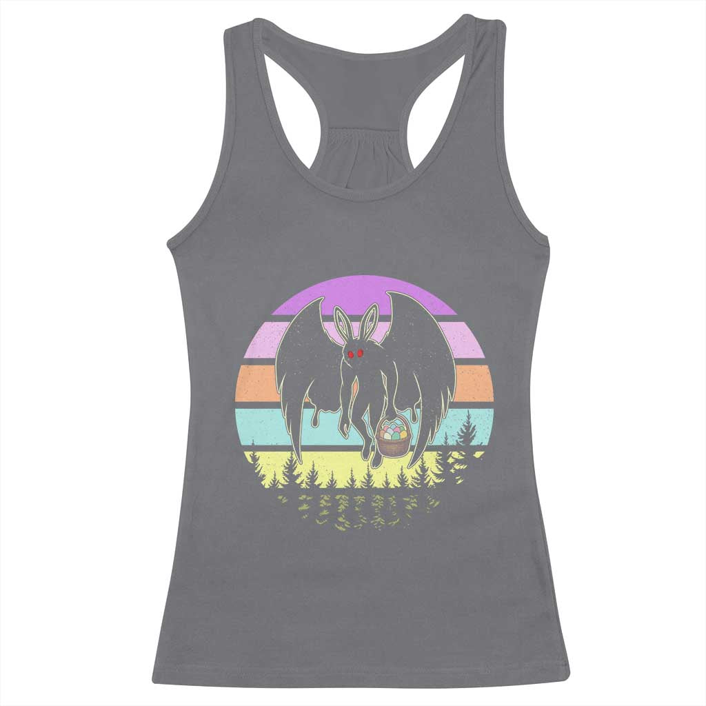 Retro Sunset Mothman Easter Egg Hunt Racerback Tank Top Cryptid Lover Gift