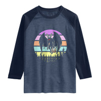 Retro Sunset Mothman Easter Egg Hunt Raglan Shirt Cryptid Lover Gift