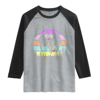 Retro Sunset Mothman Easter Egg Hunt Raglan Shirt Cryptid Lover Gift
