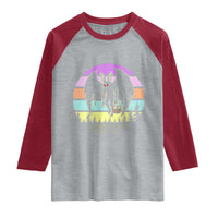 Retro Sunset Mothman Easter Egg Hunt Raglan Shirt Cryptid Lover Gift