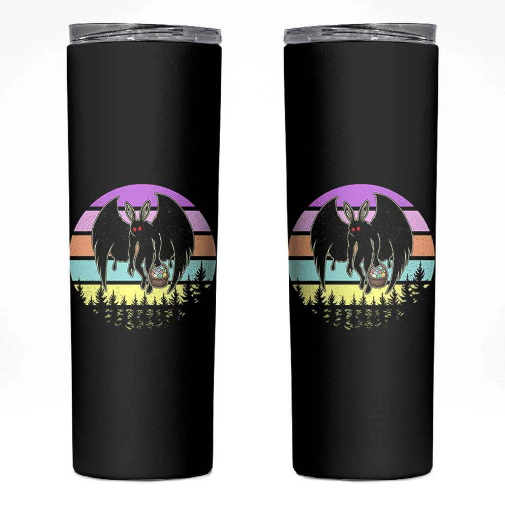 Retro Sunset Mothman Easter Egg Hunt Skinny Tumbler Cryptid Lover Gift