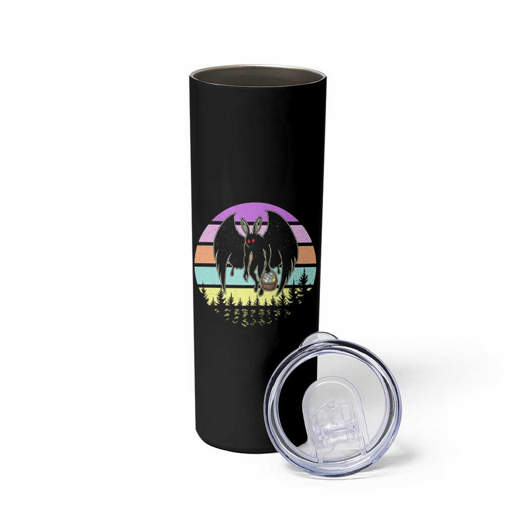 Retro Sunset Mothman Easter Egg Hunt Skinny Tumbler Cryptid Lover Gift