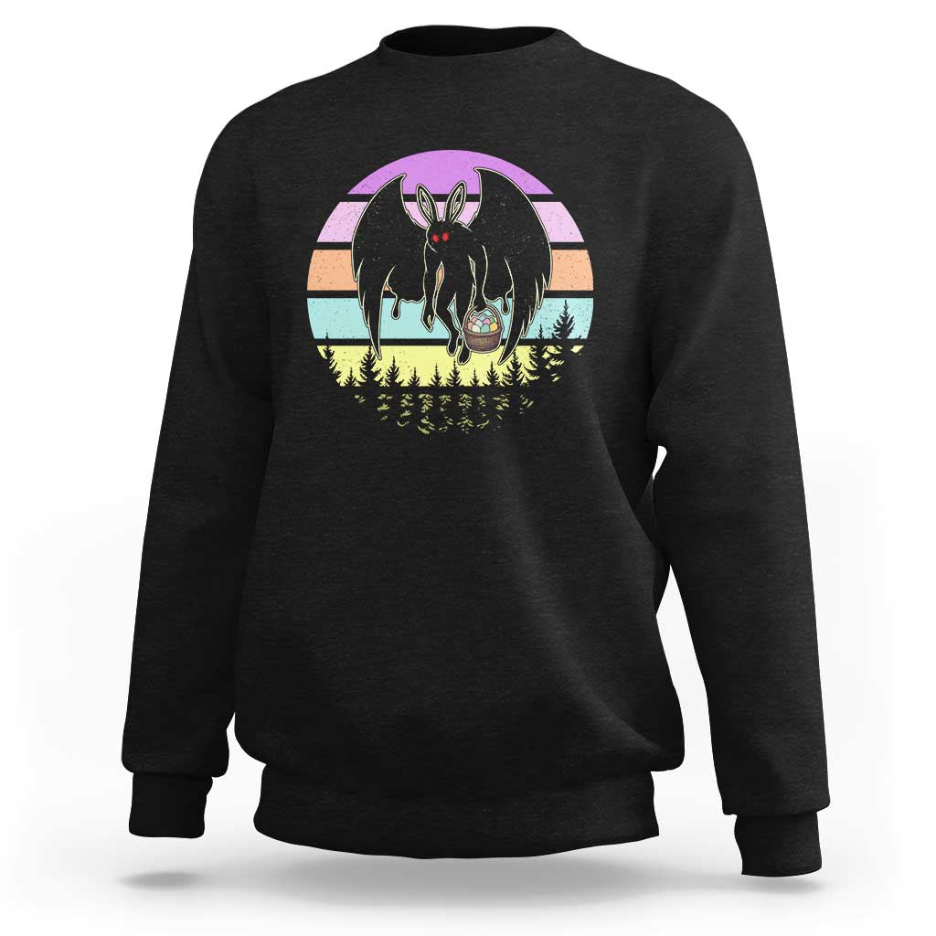 Retro Sunset Mothman Easter Egg Hunt Sweatshirt Cryptid Lover Gift