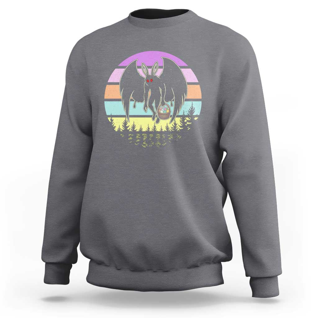 Retro Sunset Mothman Easter Egg Hunt Sweatshirt Cryptid Lover Gift