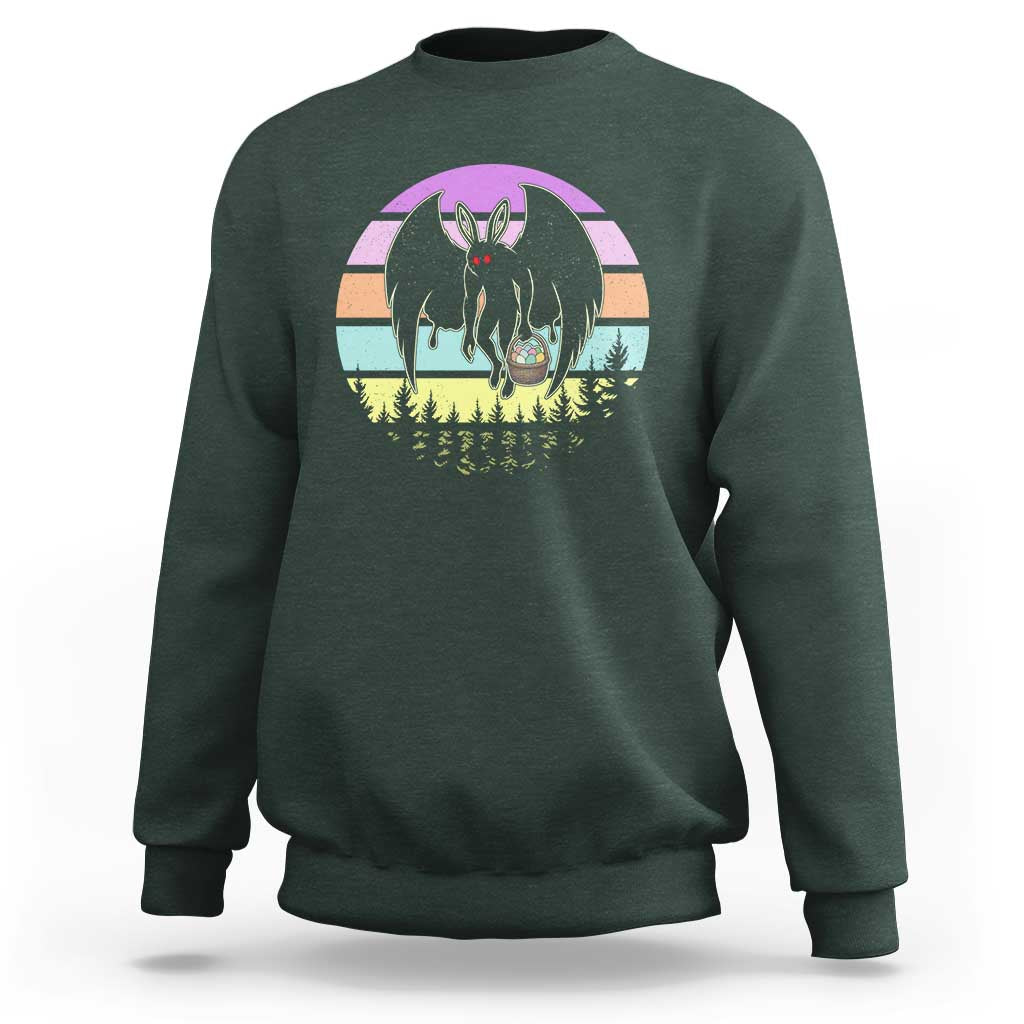 Retro Sunset Mothman Easter Egg Hunt Sweatshirt Cryptid Lover Gift