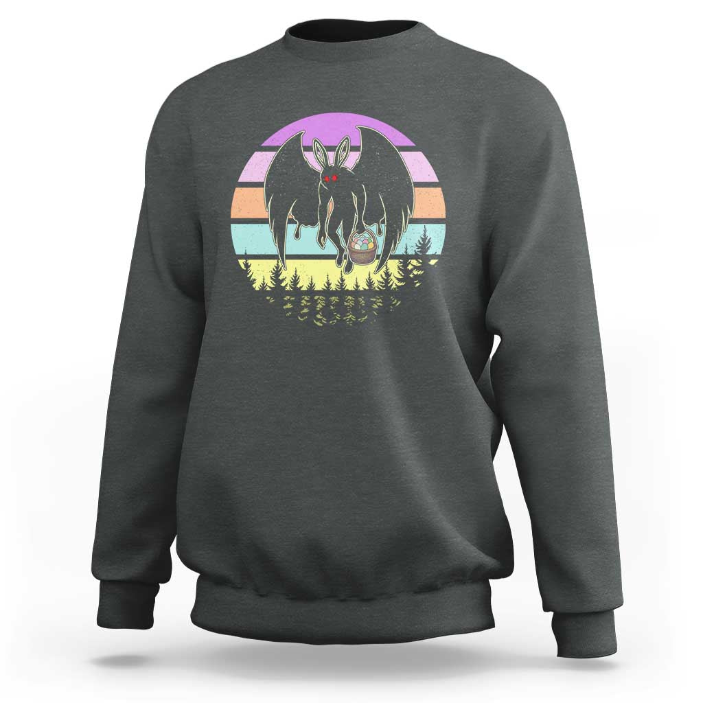 Retro Sunset Mothman Easter Egg Hunt Sweatshirt Cryptid Lover Gift
