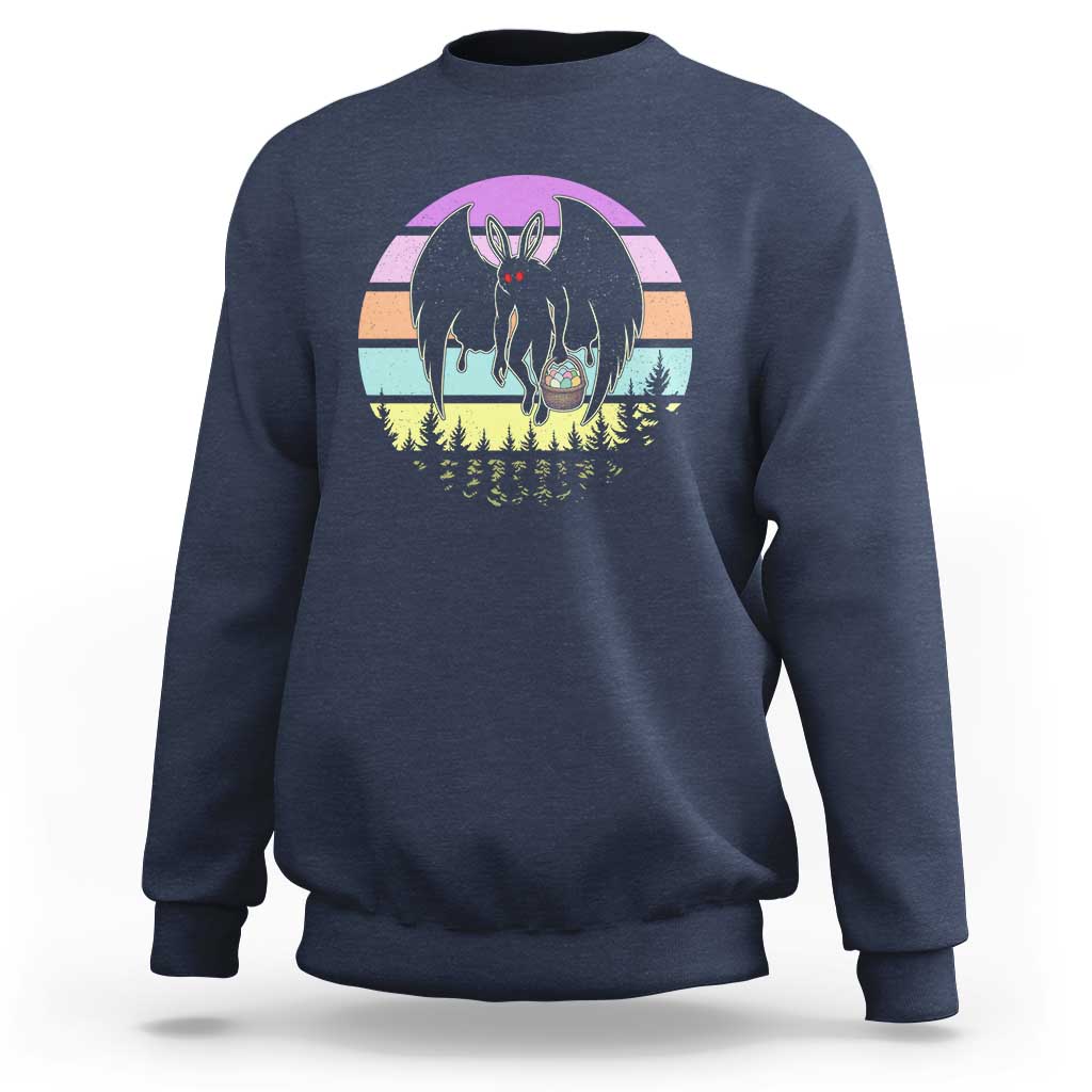 Retro Sunset Mothman Easter Egg Hunt Sweatshirt Cryptid Lover Gift