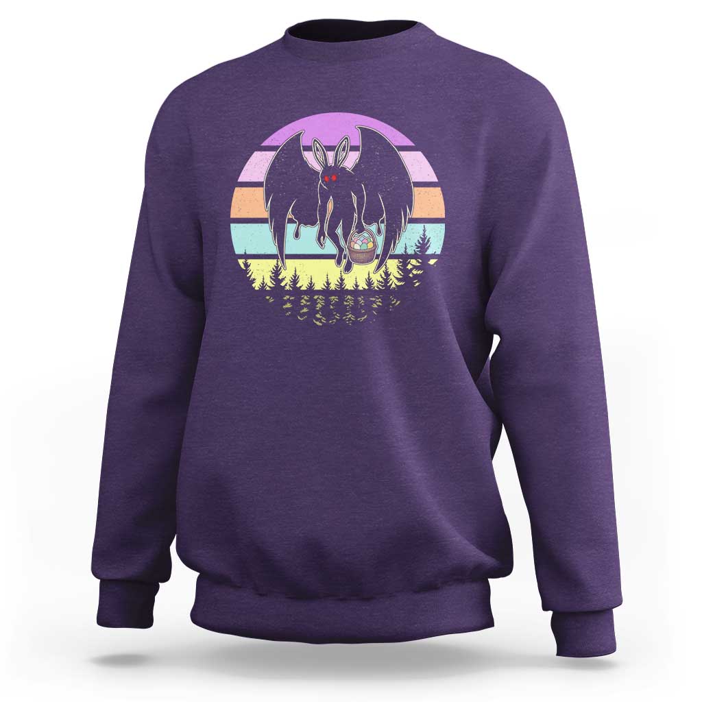 Retro Sunset Mothman Easter Egg Hunt Sweatshirt Cryptid Lover Gift