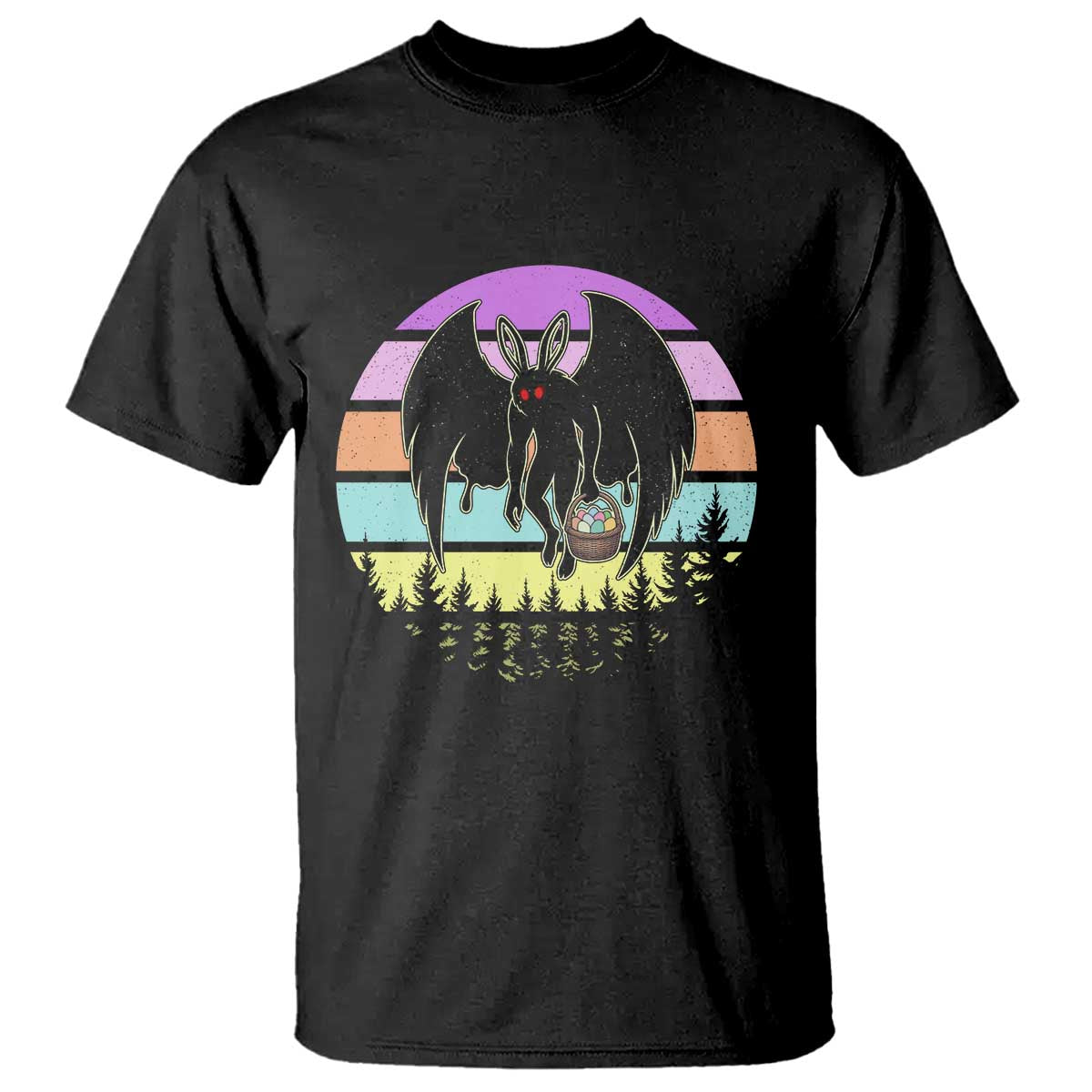 Retro Sunset Mothman Easter Egg Hunt T Shirt Cryptid Lover Gift