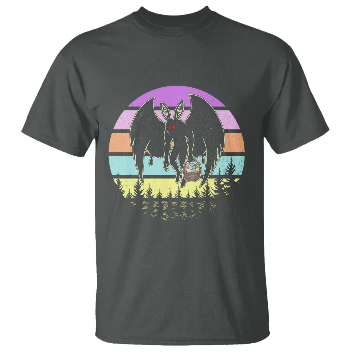 Retro Sunset Mothman Easter Egg Hunt T Shirt Cryptid Lover Gift