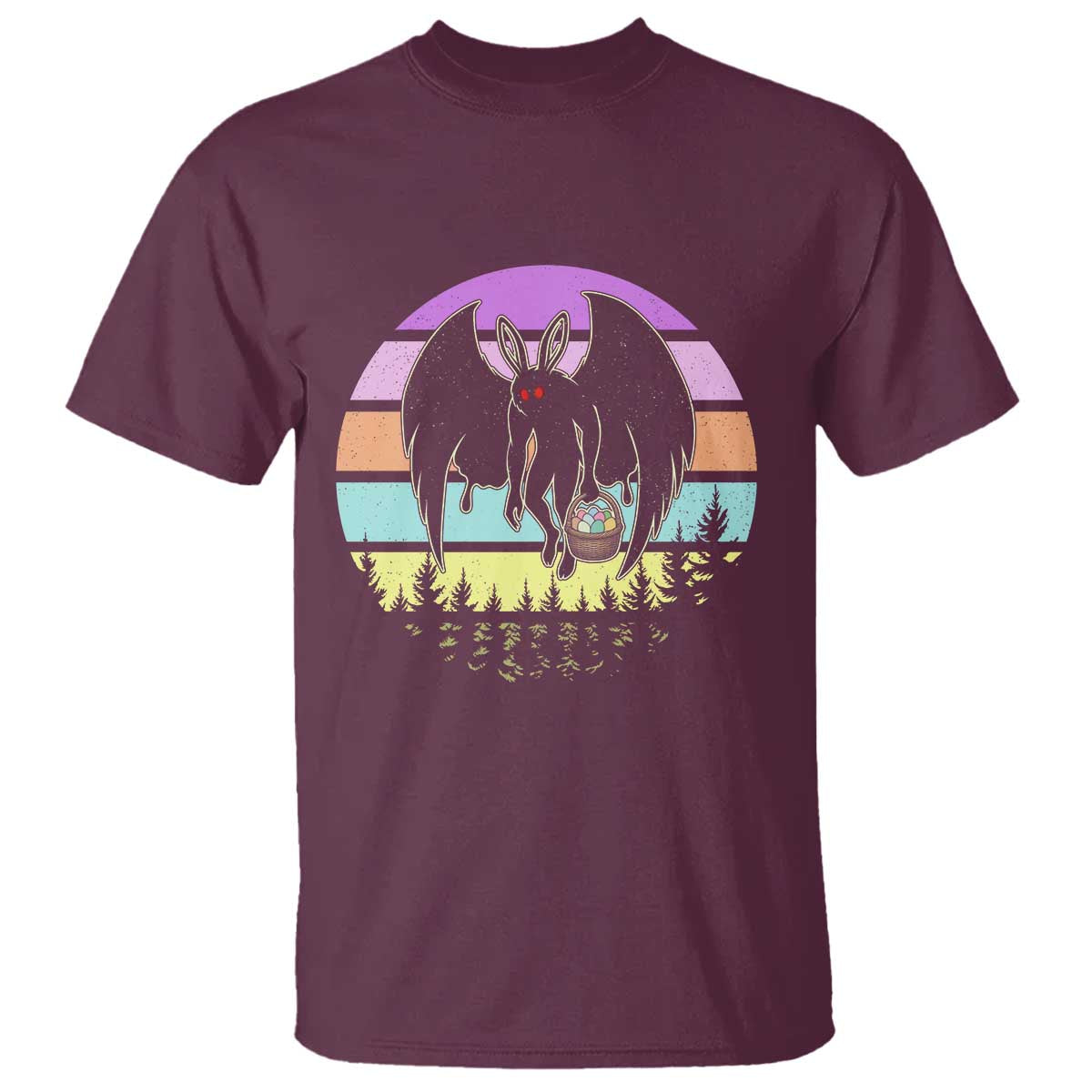 Retro Sunset Mothman Easter Egg Hunt T Shirt Cryptid Lover Gift