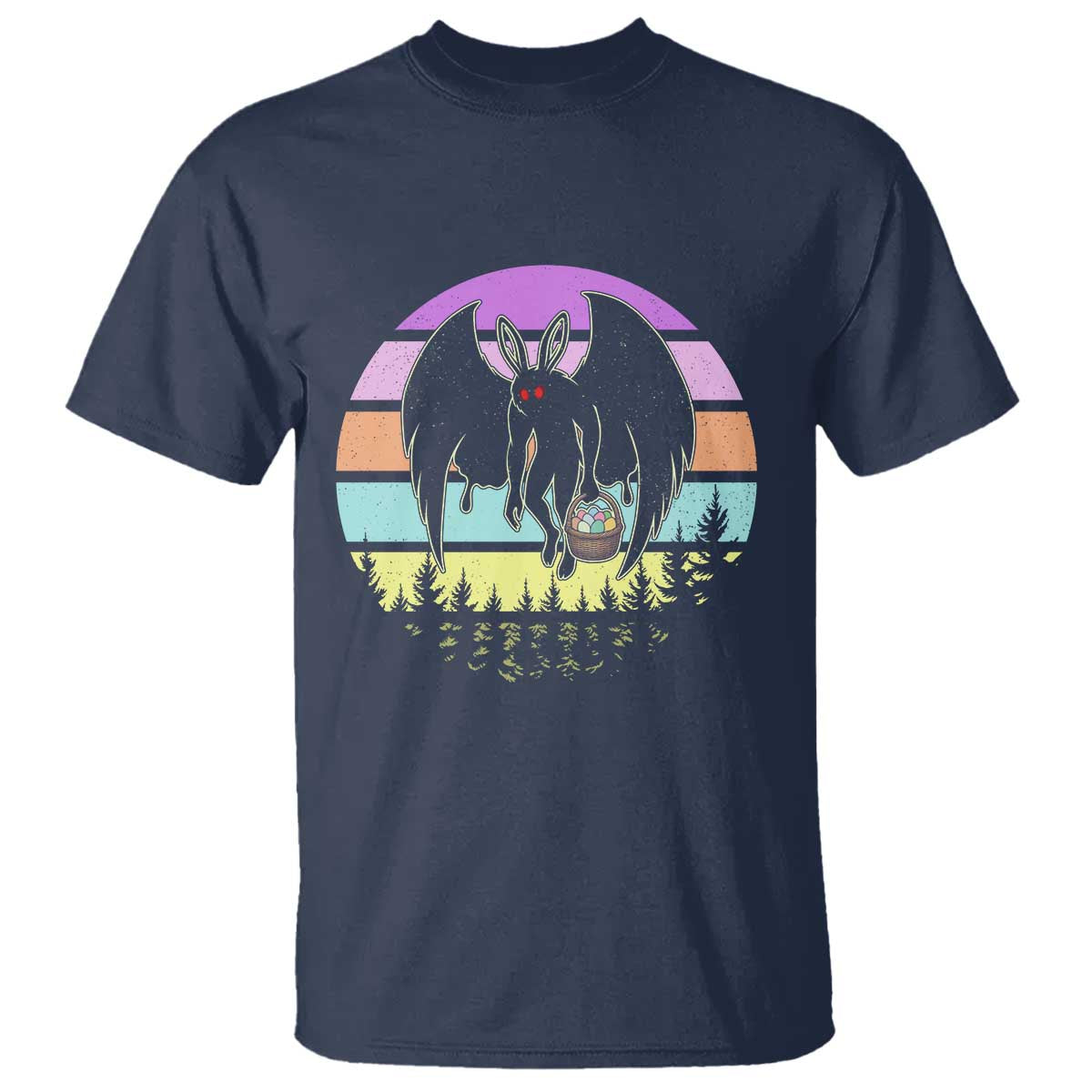 Retro Sunset Mothman Easter Egg Hunt T Shirt Cryptid Lover Gift