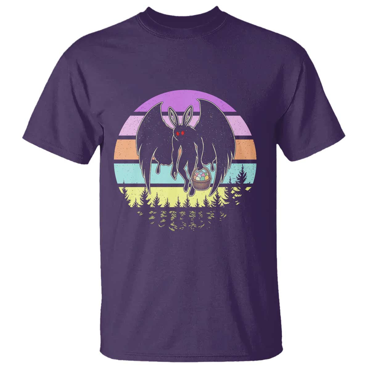 Retro Sunset Mothman Easter Egg Hunt T Shirt Cryptid Lover Gift