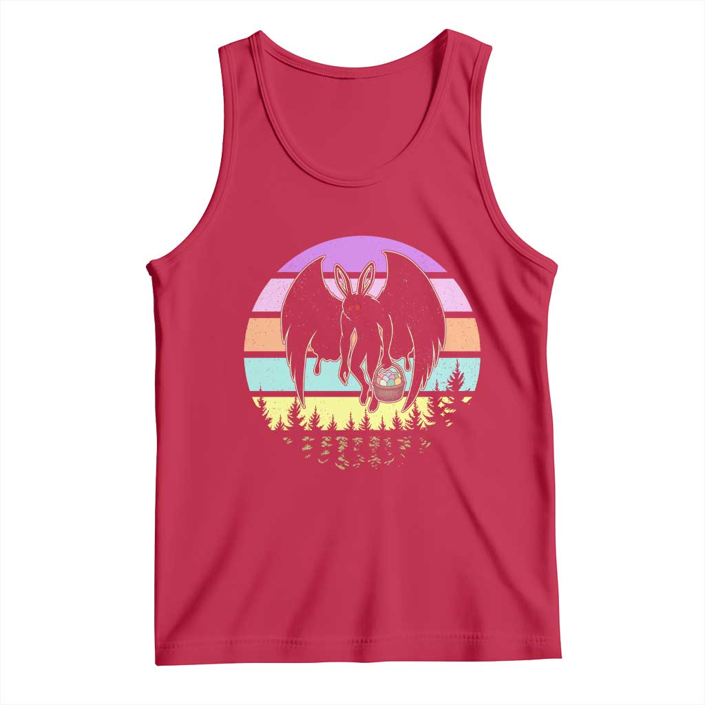 Retro Sunset Mothman Easter Egg Hunt Tank Top Cryptid Lover Gift
