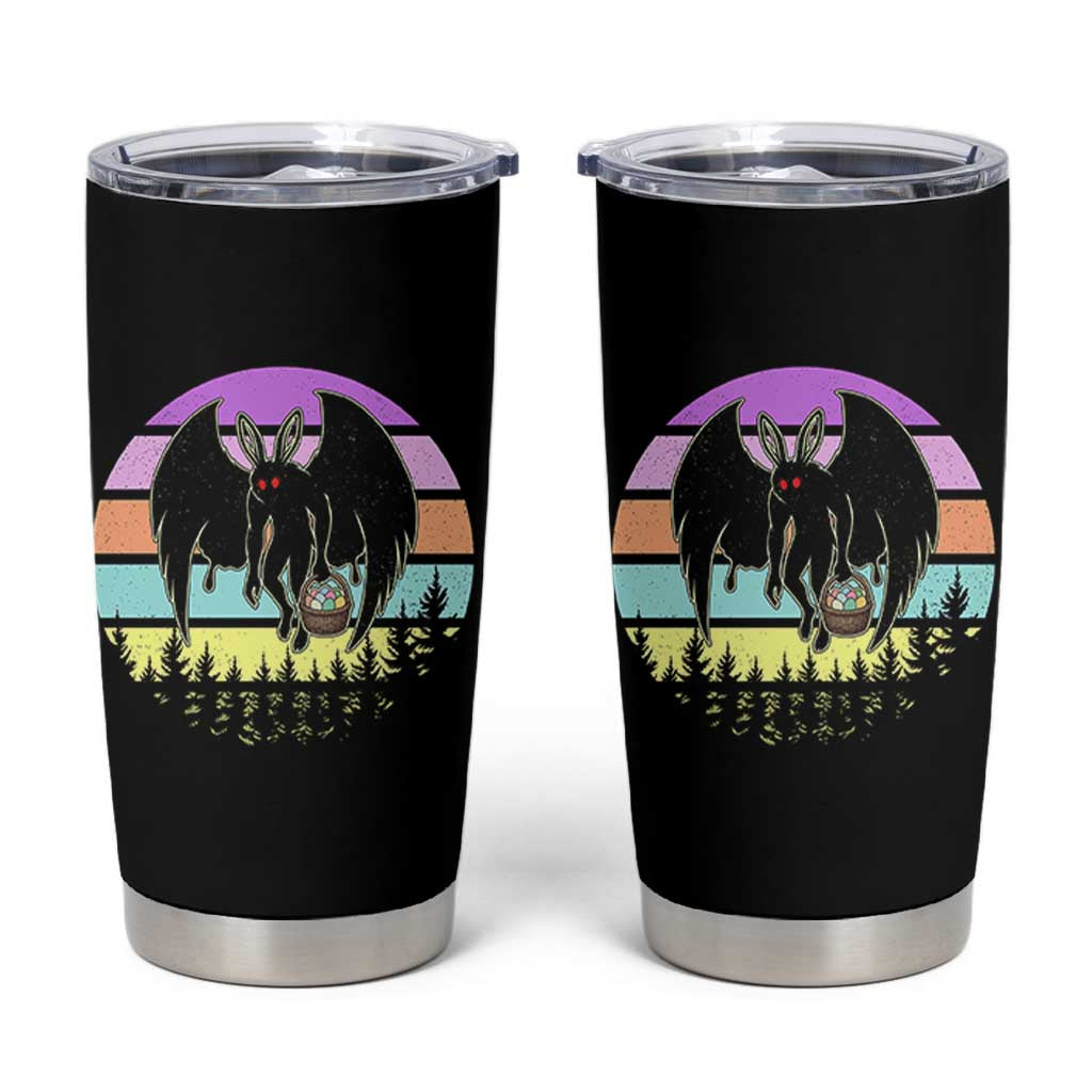Retro Sunset Mothman Easter Egg Hunt Tumbler Cup Cryptid Lover Gift