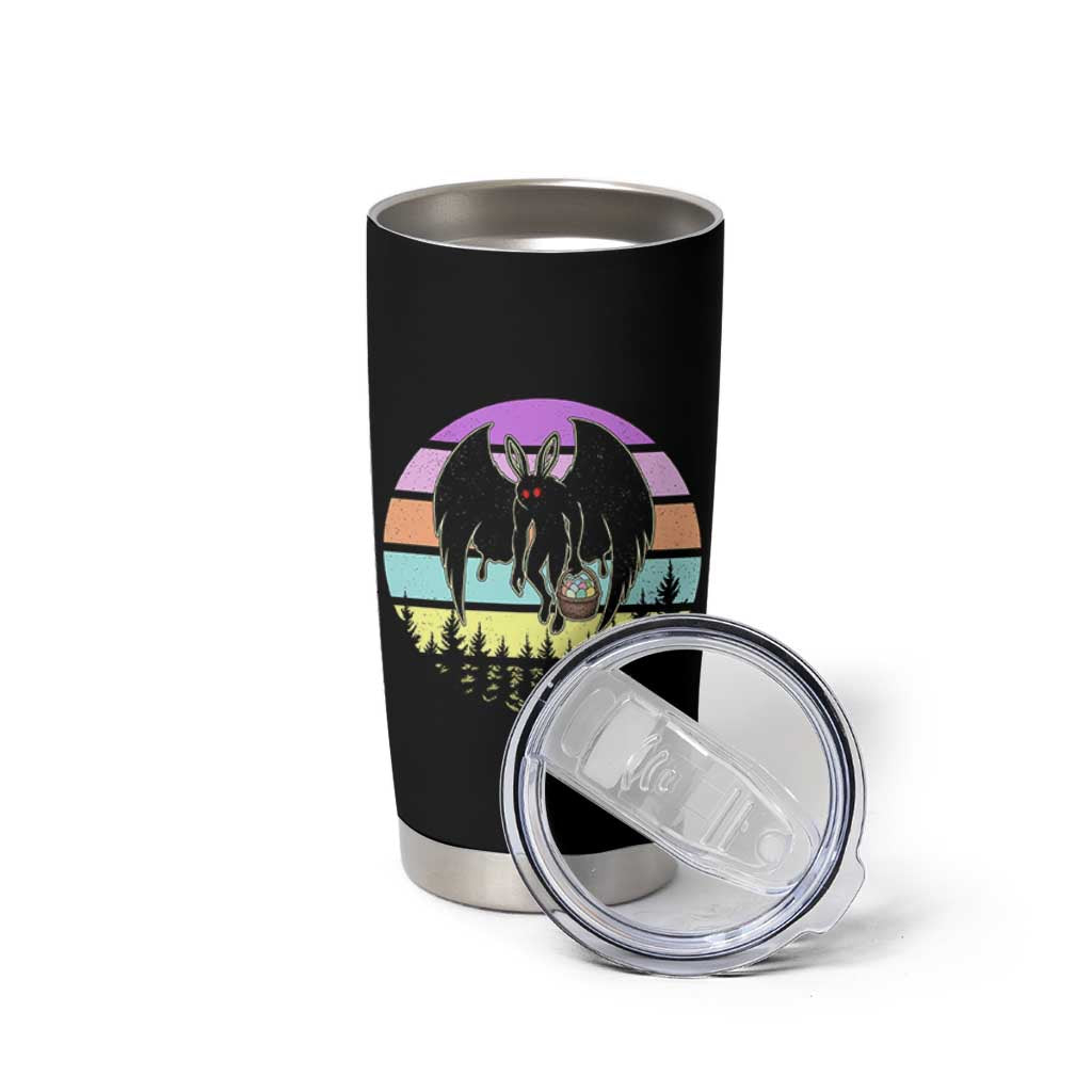 Retro Sunset Mothman Easter Egg Hunt Tumbler Cup Cryptid Lover Gift