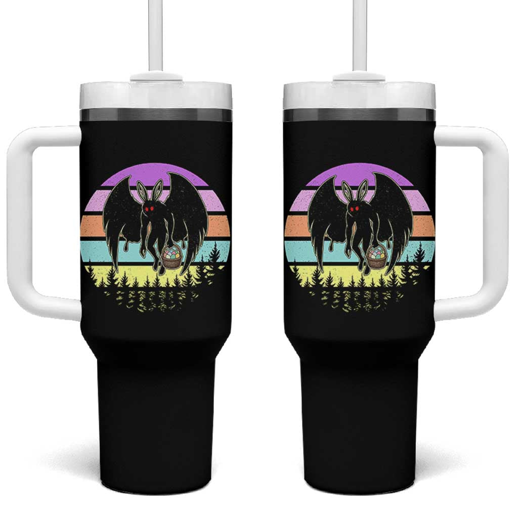 Retro Sunset Mothman Easter Egg Hunt Tumbler With Handle Cryptid Lover Gift