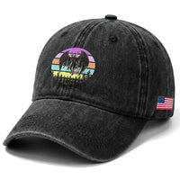 Retro Sunset Mothman Easter Egg Hunt Washed Cotton Baseball Cap Cryptid Lover Gift