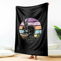 Retro Sunset Chupacabra Easter Egg Hunt Throw Blanket Cryptid Lover Gift