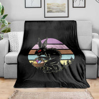 Retro Sunset Chupacabra Easter Egg Hunt Throw Blanket Cryptid Lover Gift
