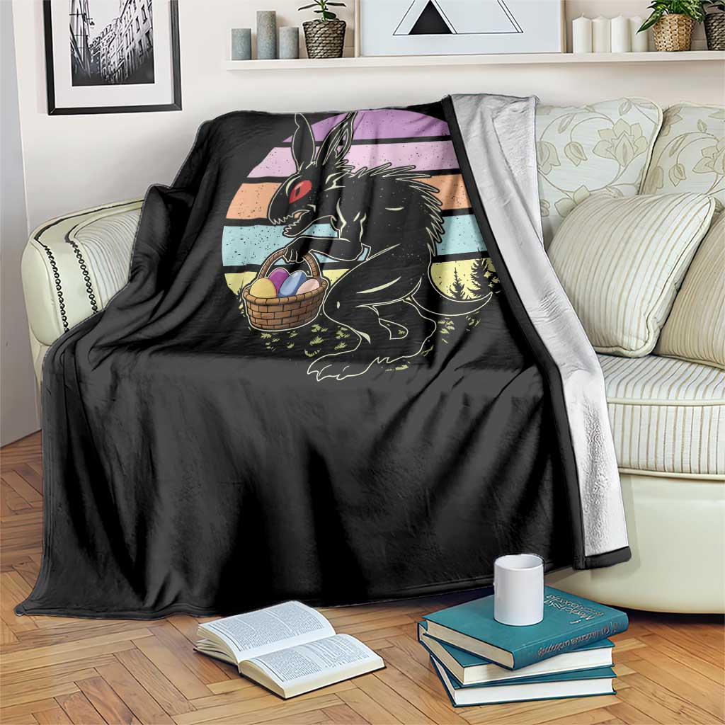Retro Sunset Chupacabra Easter Egg Hunt Throw Blanket Cryptid Lover Gift
