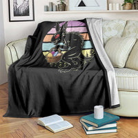 Retro Sunset Chupacabra Easter Egg Hunt Throw Blanket Cryptid Lover Gift