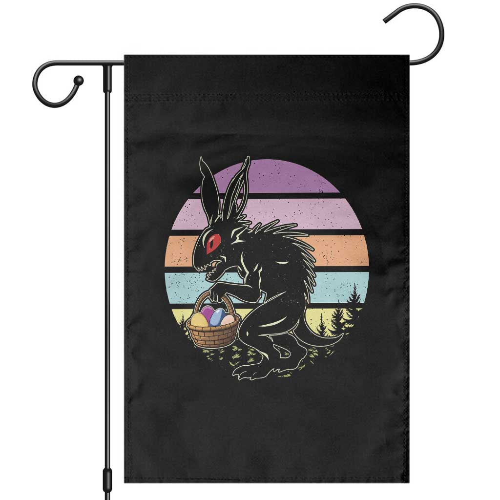 Retro Sunset Chupacabra Easter Egg Hunt Garden Flag Cryptid Lover Gift