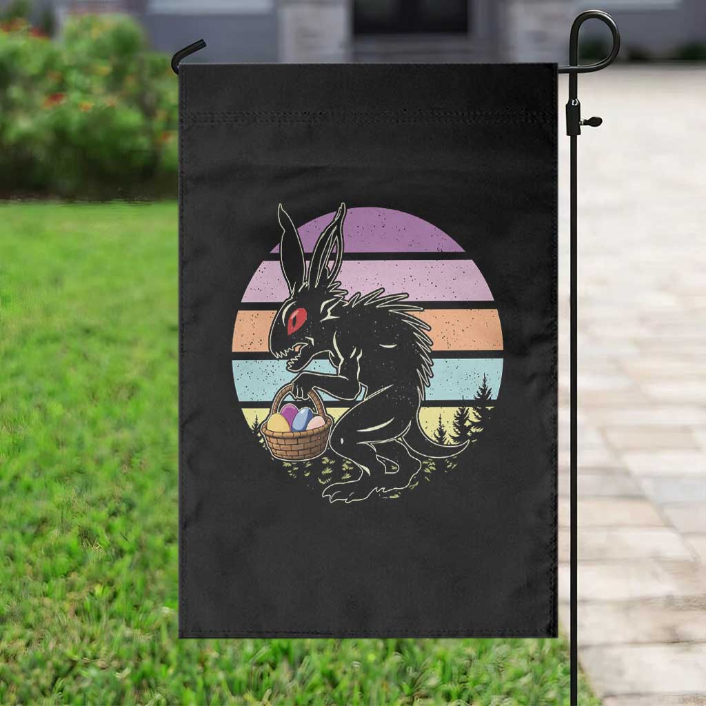 Retro Sunset Chupacabra Easter Egg Hunt Garden Flag Cryptid Lover Gift