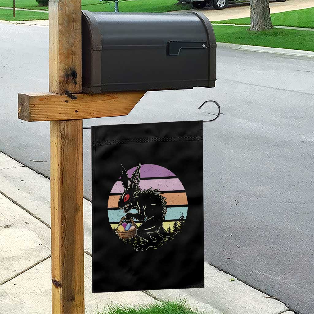 Retro Sunset Chupacabra Easter Egg Hunt Garden Flag Cryptid Lover Gift