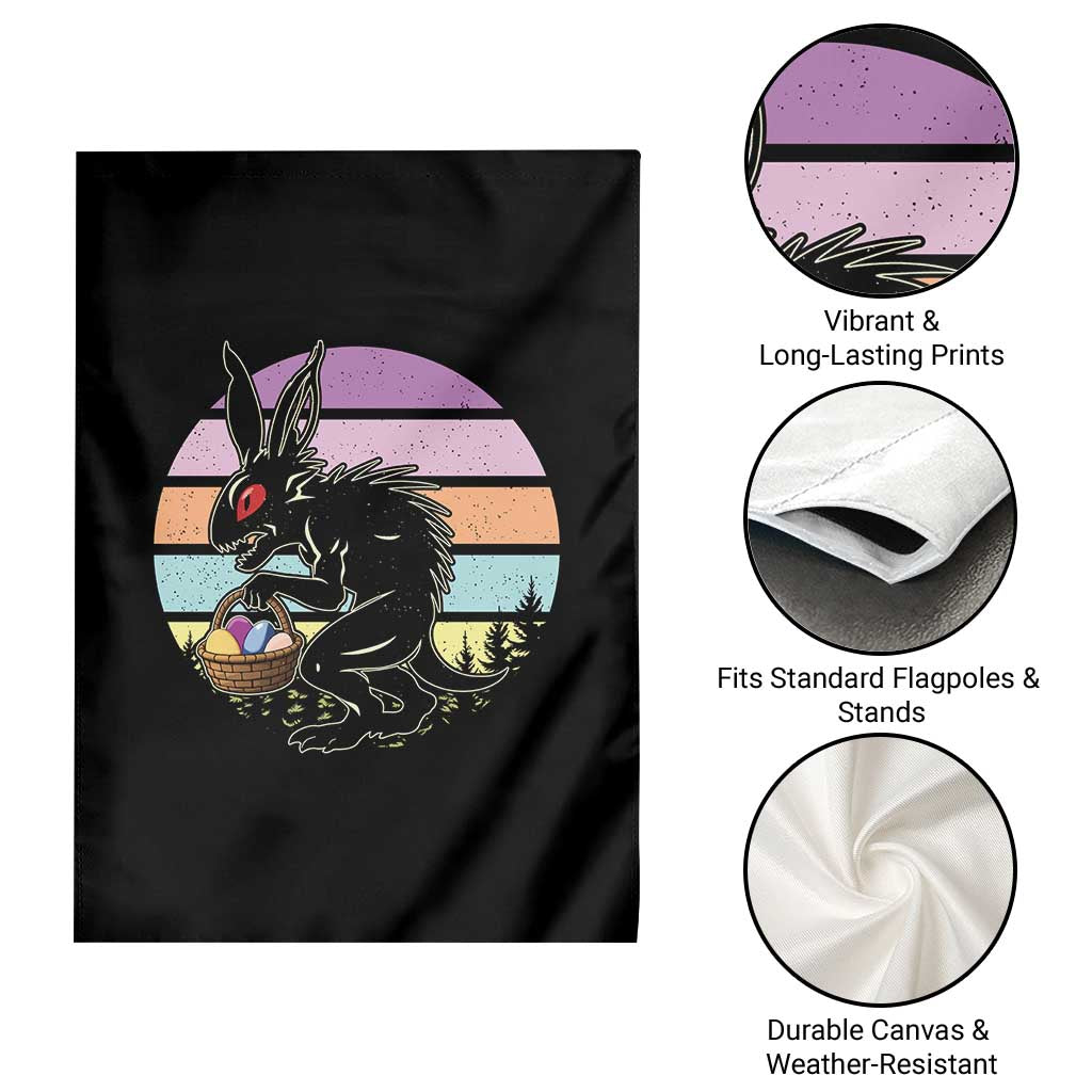 Retro Sunset Chupacabra Easter Egg Hunt Garden Flag Cryptid Lover Gift