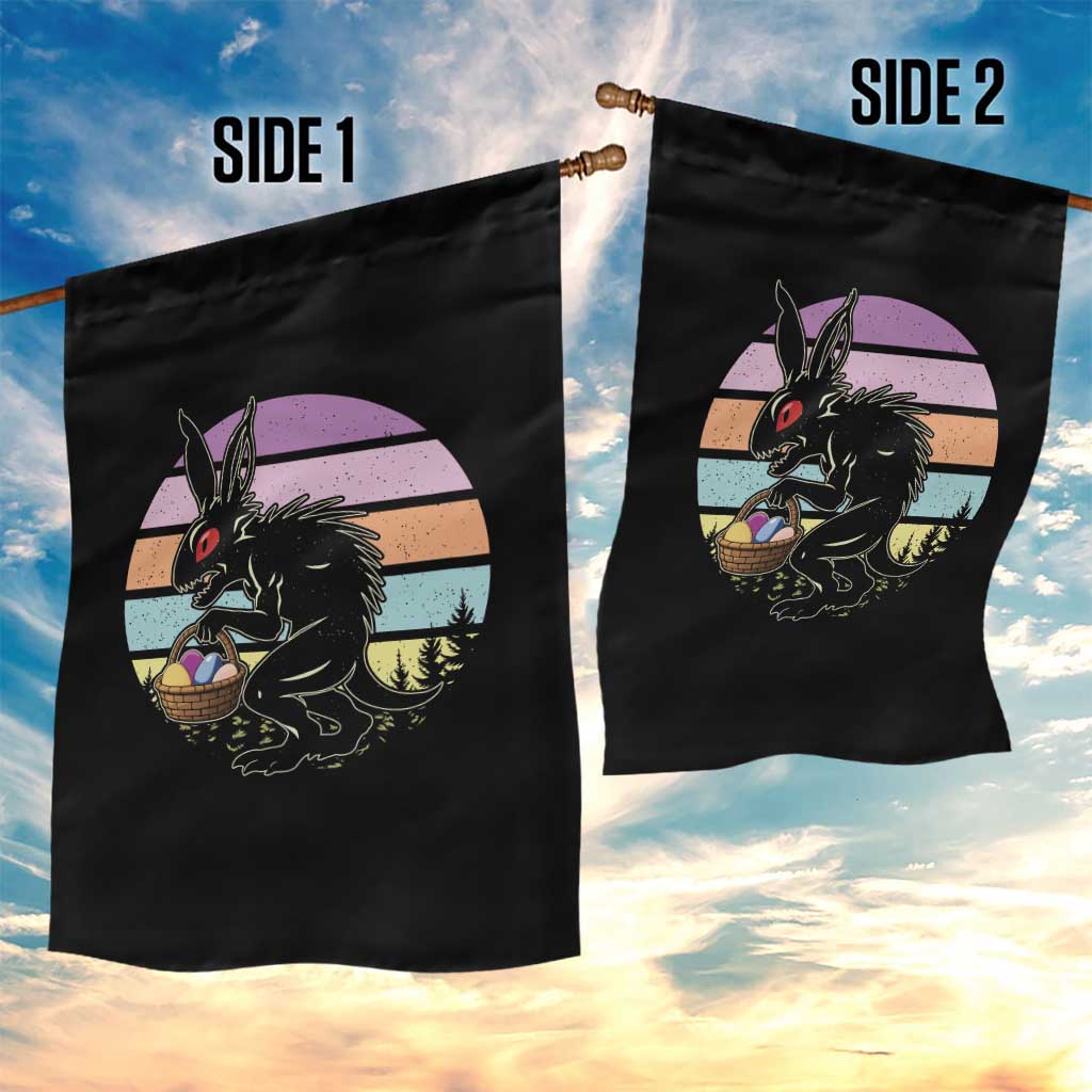 Retro Sunset Chupacabra Easter Egg Hunt Garden Flag Cryptid Lover Gift