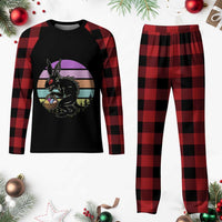 Retro Sunset Chupacabra Easter Egg Hunt Plaid Pajama Set Cryptid Lover Gift