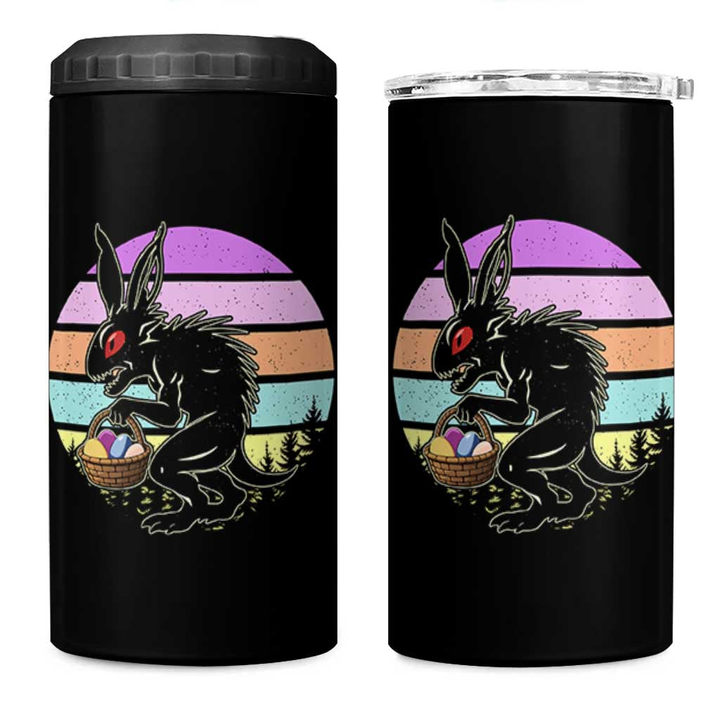 Retro Sunset Chupacabra Easter Egg Hunt 4 in 1 Can Cooler Tumbler Cryptid Lover Gift