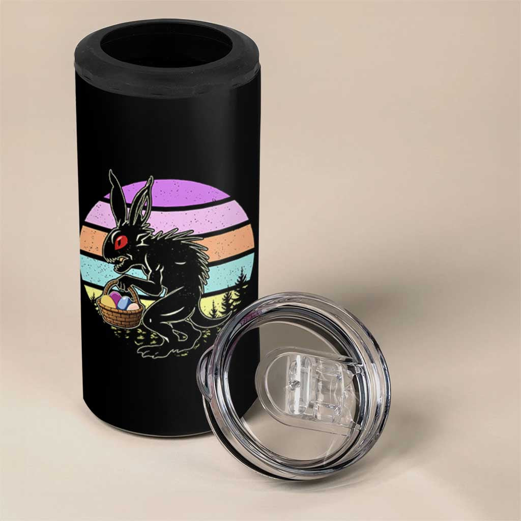 Retro Sunset Chupacabra Easter Egg Hunt 4 in 1 Can Cooler Tumbler Cryptid Lover Gift