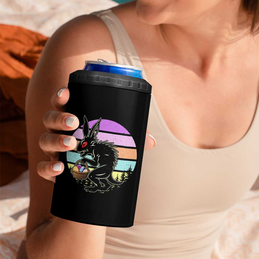 Retro Sunset Chupacabra Easter Egg Hunt 4 in 1 Can Cooler Tumbler Cryptid Lover Gift